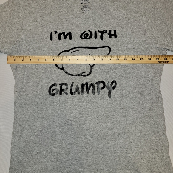 I'm With Grumpy T Shirt Womens Large Gray Short Sleeve - Picture 5 of 8